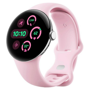 Google Pixel Watch 3 41 mm LTE Polished Silver Aluminum Case/Rose Quartz Band